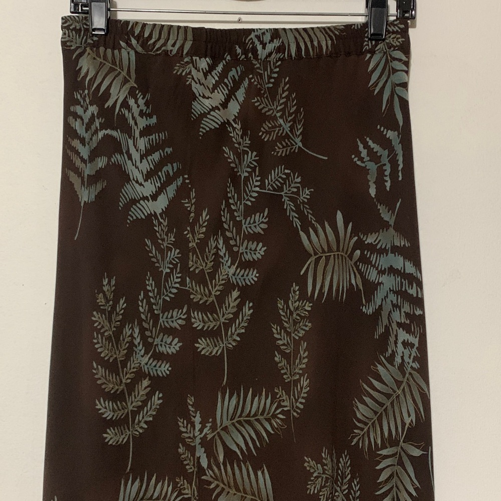 Silks by I.S.C.Women’s Brown Maxi Skirt with blue and gold Leaf